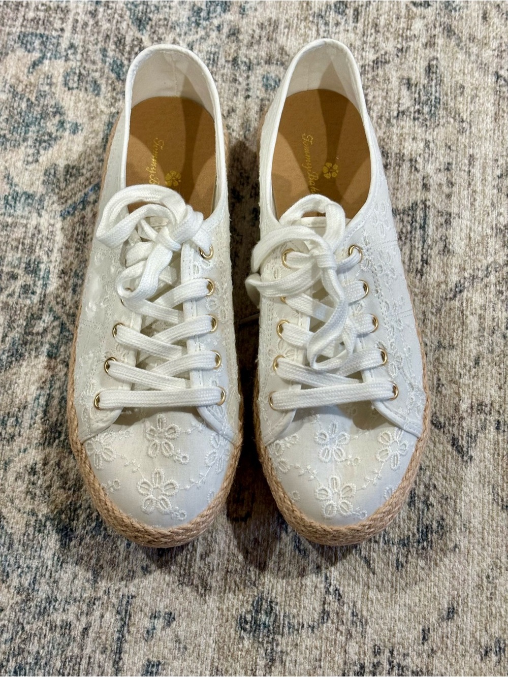 Tommy Bahama White/cream Floral Lace Espadrille Sneakers